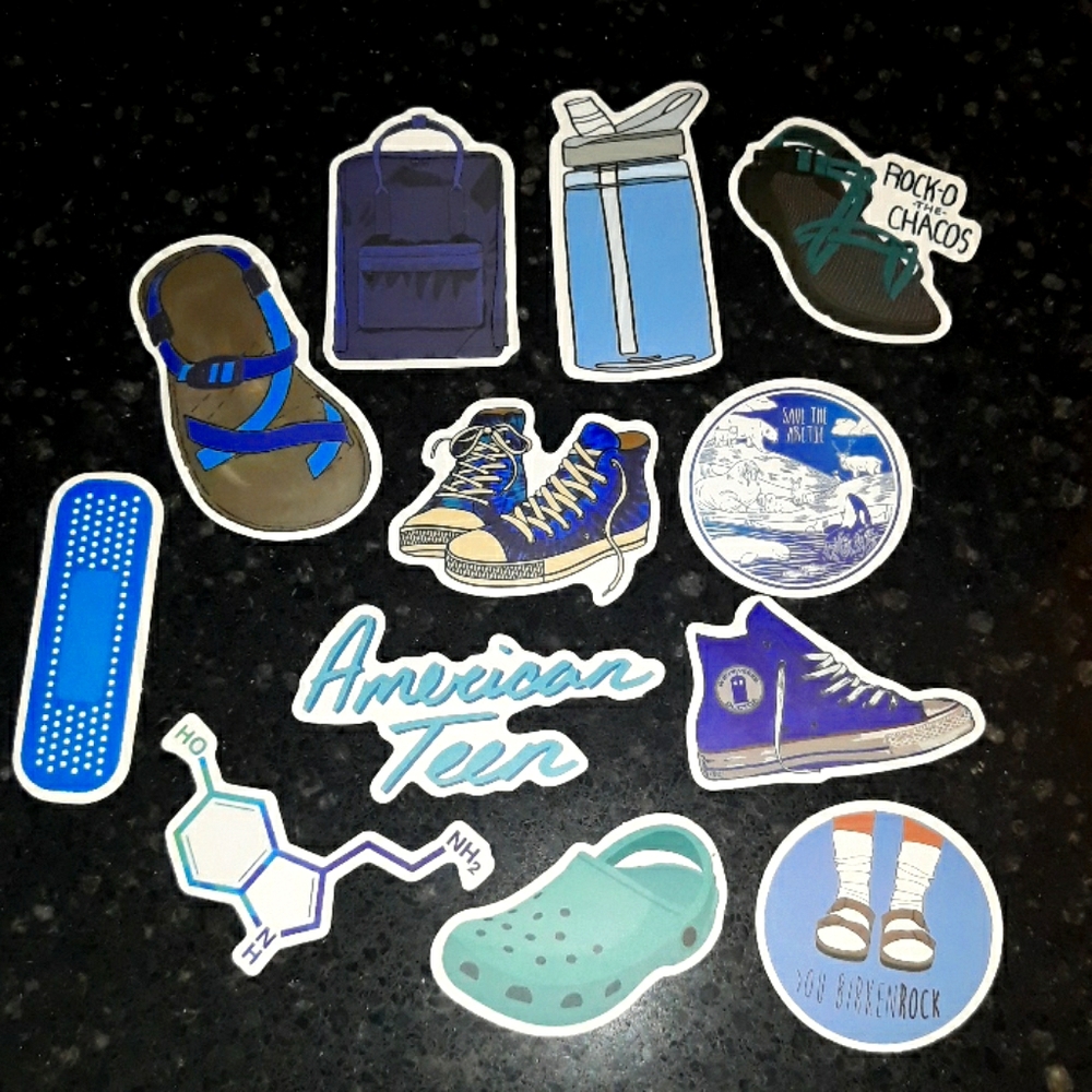 Sticker Decals Blue / Green Style Boho Hippie vsco